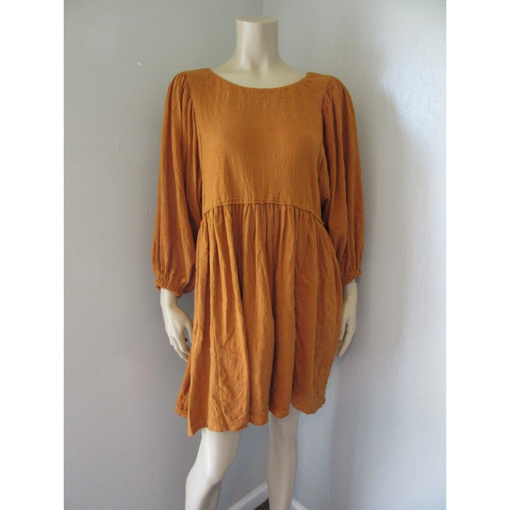 FREE PEOPLE BEACH Rust Oversized Relaxed Size S Back Button Mini Dress
